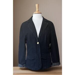 Vintage Destiny Platinum Dark Denim Tailored Fitted Jacket/Blazer Size L EUC